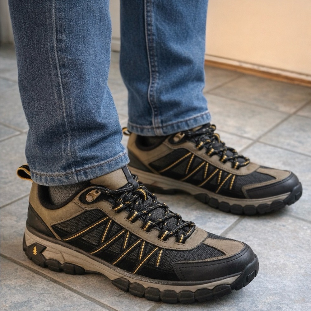 Bass Men's Black and Brown Hiking Boots